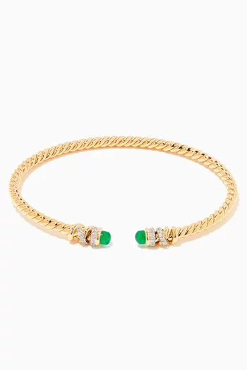 Petite Helena Diamond Bracelet with Emeralds in 18kt Yellow Gold  
