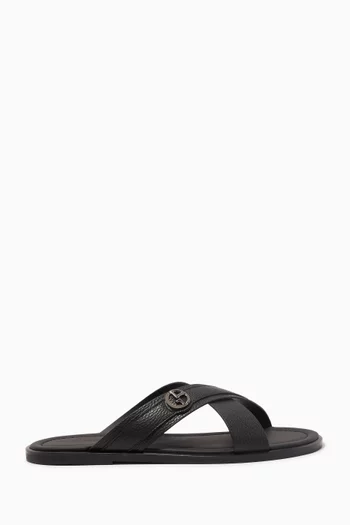 Criss-Cross Slide Sandals in Leather