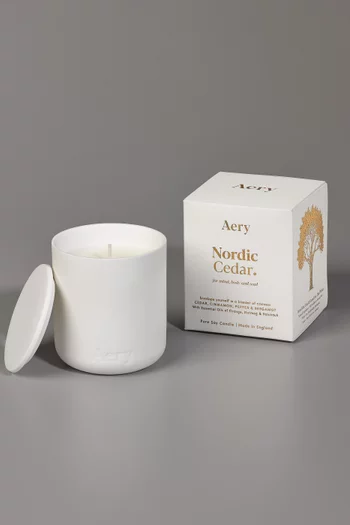 Nordic Cedar Candle in Clay Pot, 280g      