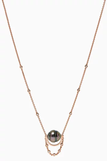 Entrelace Pearl Necklace with Diamonds in 18kt Rose Gold    