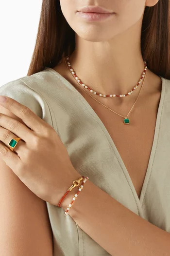 x Lucy Williams Square Malachite Necklace in 18kt Gold Vermeil