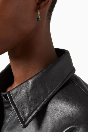 أقراط متدلية مرصعة بحجر ملاكيت وماس ذهب أصفر عيار 14