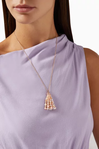 Bahar Diamond Necklace with Pearls in 18kt Rose Gold, Medium   