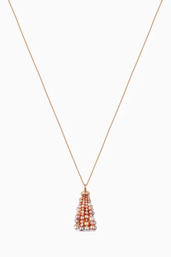 Bahar Diamond Necklace with Pearls in 18kt Rose Gold, Medium   