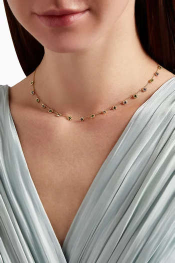 Salasil Necklace with Tsavorite & Blue Sapphire in 18kt Yellow Gold  