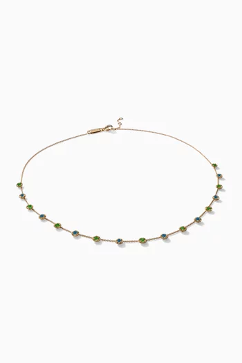 Salasil Necklace with Tsavorite & Blue Sapphire in 18kt Yellow Gold  