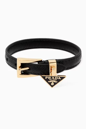 Triangle Logo Bracelet in Saffiano Leather      