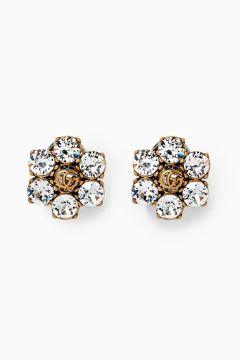 Double GG Clip Earrings with Crystals    