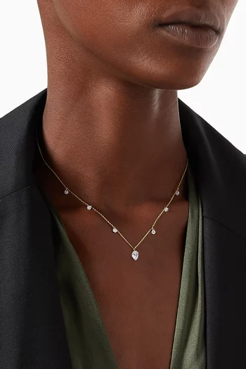 Floating Cubic Zirconia Necklace in Gold Plating