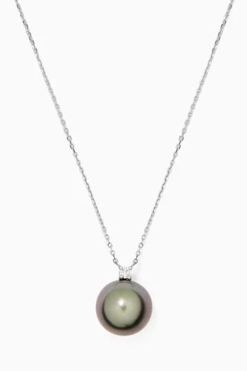 Pearl Pendant with Diamond in 18kt White Gold        