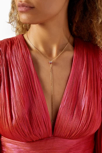 Quatre Red Edition Tie Necklace with Diamonds in 18kt Gold, Small Model