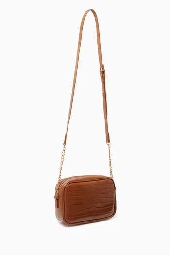 Small Crossbody Bag in Croc-embossed Faux Leather