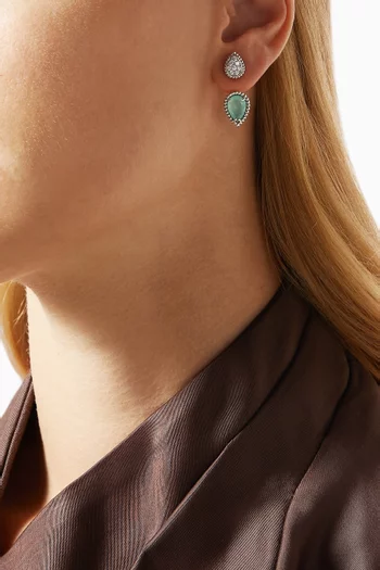 قرط سيربنت بوهيم مرصع بحجر أكوابريز ذهب أبيض عيار 18 بحلية صغيرة وحلية مقاس XS