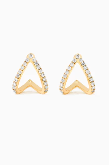 Chevron Earrings with Diamonds in 18kt Yellow Gold    