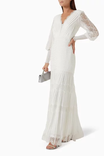 Nyssa Bishop-sleeve Gown in Georgette