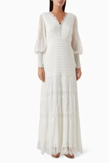 Nyssa Bishop-sleeve Gown in Georgette