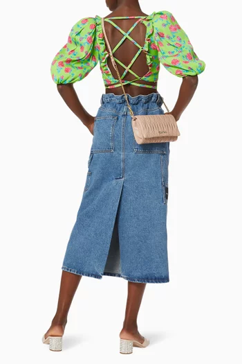 Floral Silk Crêpe Cropped Top  