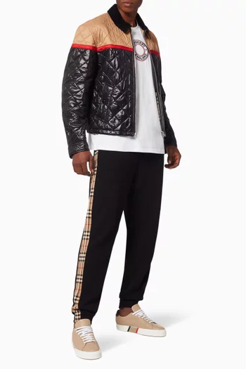 Vintage Check Panel Cotton Jogging Pants  