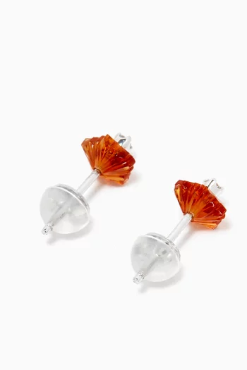 Floral Citrine Stud Earrings with Diamonds in 18kt White Gold