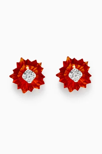 Floral Citrine Stud Earrings with Diamonds in 18kt White Gold