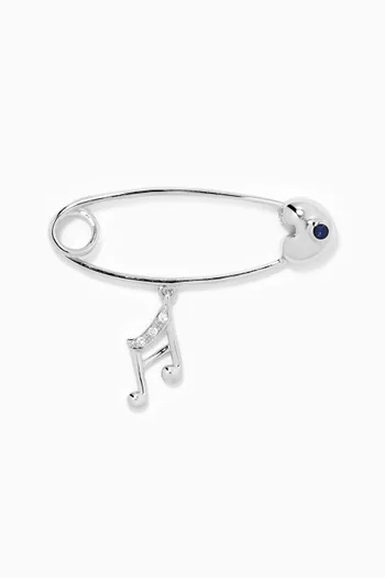 "It's a Music!" Sapphire Baby Pin with Diamonds in 18kt White Gold    