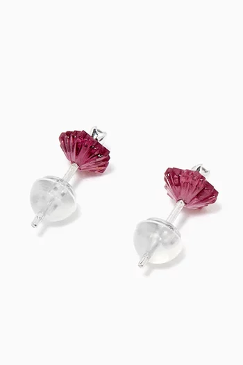 Floral Rhodolite Stud Earrings with Diamonds in 18kt White Gold