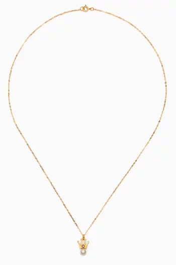 قلادة ماي برنسس بدلاية مرصعة بماس ولؤلؤ ذهب ‏أصفر عيار 18