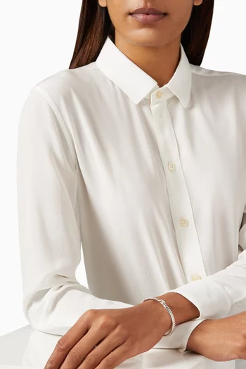 Petite X Pavé Diamond Centre Station Bracelet in Sterling Silver 