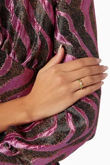 Salasil Trio Diamond Ring with Tsavorites in 18kt Yellow Gold    