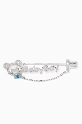 "Baby Boy" Diamond Baby Pin in 18kt White Gold       