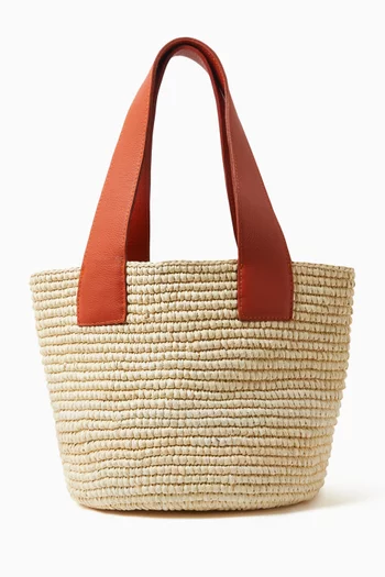 Medium Tote Bag in Woven Straw