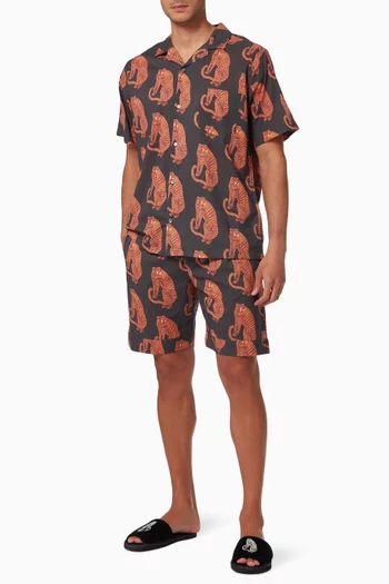 Sansindo Tiger Pyjama Shorts in Cotton 