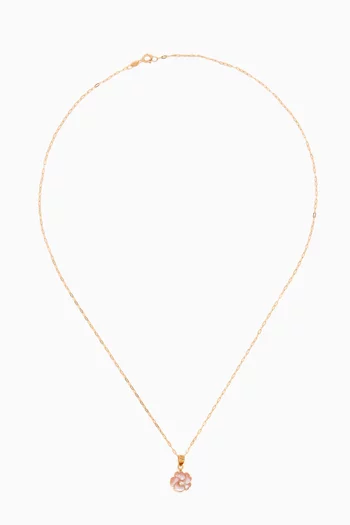 Flower Mother of Pearl Diamond Pendant in 18kt Yellow Gold