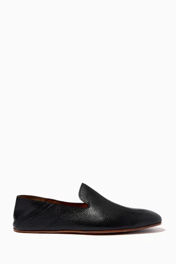 Collapsible Loafers in Grained Leather   