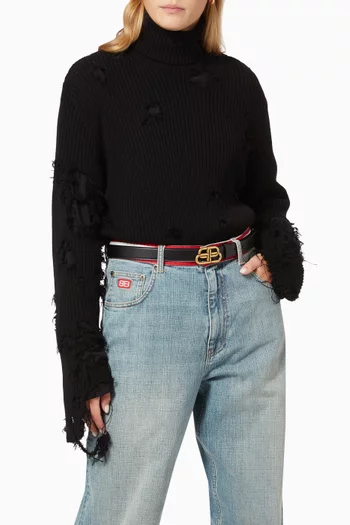 BB Thin Belt in Vegetable Tanned Calfskin      