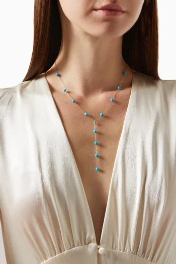 قلادة بتصميم Y مرصعة بفيروز ذهب أصفر عيار 18