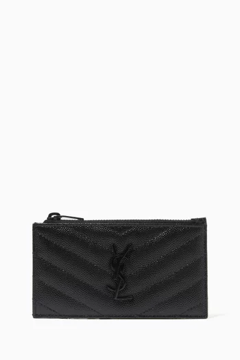 Cassandre Fragments Zip Card Case in Matelassé Leather      