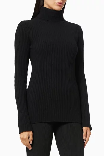 Turtleneck Sweater in Ribbed Knit 