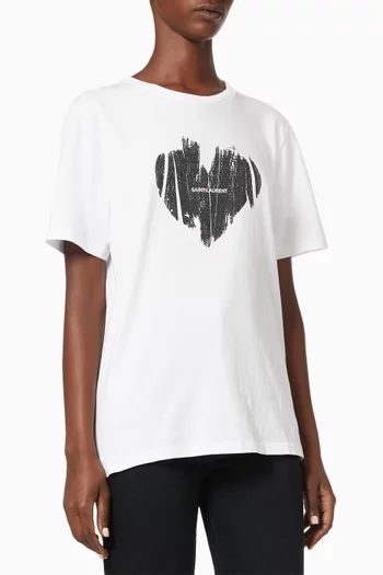 Heart Print T-shirt in Cotton Jersey     