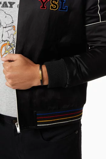 SAINT LAURENT ID Plaque Bracelet in Smooth Leather              