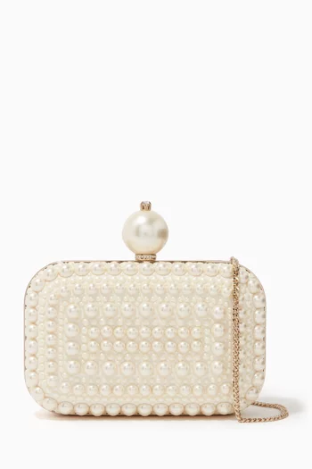 Cloud Pearl-embellished Clutch Bag in Suede