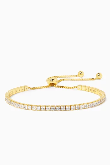 Pavé Cubic Zirconia Tennis Bracelet in Gold-plated Brass