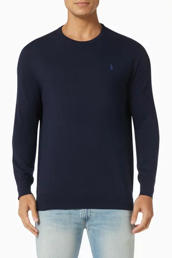Slim Fit Crewneck Sweater in Pima Cotton Knit  
