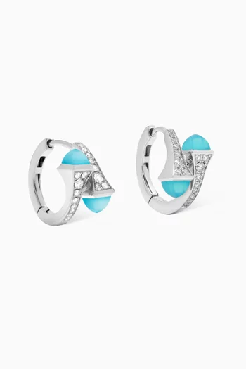Cleo Diamond & Blue Chalcedony Earrings in 18kt White Gold