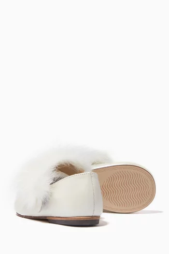 Fur-detail Ballerinas in Leather