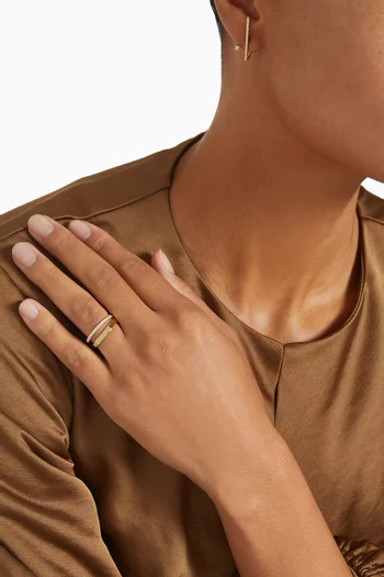 خاتم لاين مزدوج مرصع بماس ذهب ‏أصفر عيار 14