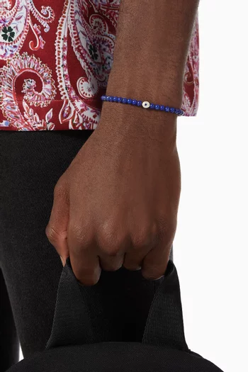 Spiritual Beads Evil Eye Lapis & Sapphire Bracelet in Sterling Silver  