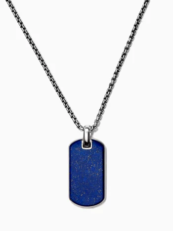 Streamline® Lapis Tag on Chain in Sterling Silver, 35mm  