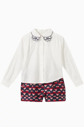 Trudie Bow-embroidered Shirt in Cotton-sateen