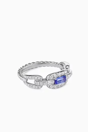 Stax Tanzanite & Diamond Pavé Chain Link Ring in 18kt White Gold          
